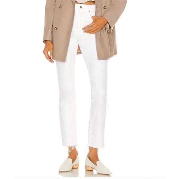 GRLFRND The Karolina Jean High Rise Straight Crop White Brentwood Sz 28 - Picture 1 of 16